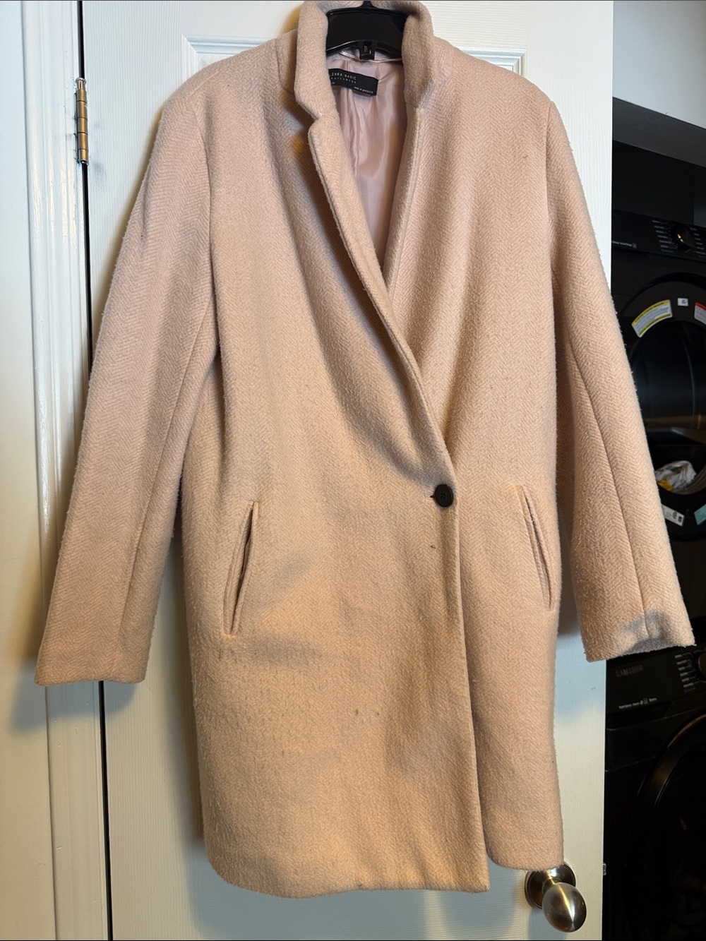 Zara light pink  Wool-Blend Single-Button Coat